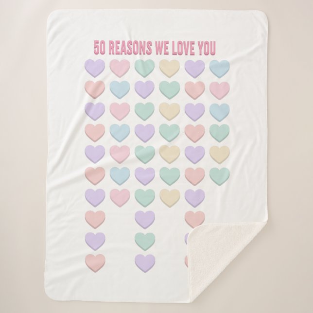 Manta Sherpa 50.º Regalo de cumpleaños - 50.º Te queremos (Anverso)