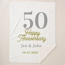 Manta Sherpa 50th happy anniversary name date silver gold date 