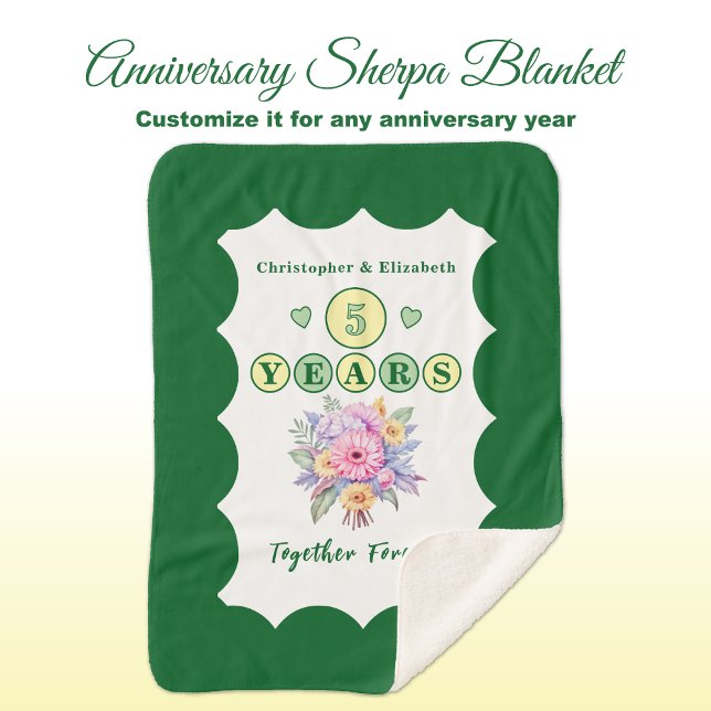 Manta Sherpa 5.º aniversario flores eternamente verdes (Subido por el creador)