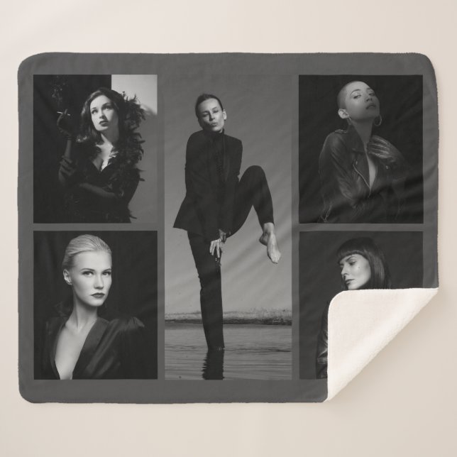 Manta Sherpa 5 Collage de fotos editable (Anverso (horizontal))