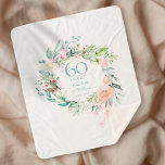 Manta Sherpa 60.º Aniversario del Boda del Diamante Floral Garl<br><div class="desc">Con una delicada acuarela de garland floral,  esta manta de moda botánica para el sexagésimo aniversario del boda keepsake sherpa puede ser personalizada con su información especial de aniversario en la elegante tipografía azul diamante. Diseñado por Thisisnotme©</div>
