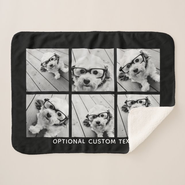 Manta Sherpa 6 Collage de fotos Texto opcional — Puede editar c (Anverso (horizontal))