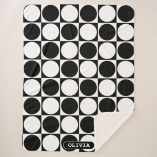 Manta Sherpa 70s Checks and Circles Black and White