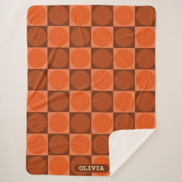 Manta Sherpa 70s Checks and Circles Flame Orange