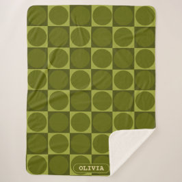 Manta Sherpa 70s Checks and Circles Green