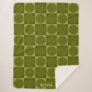 Manta Sherpa 70s Checks and Circles Green