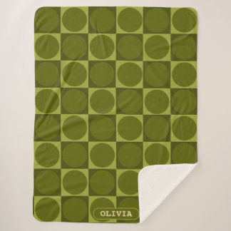 Manta Sherpa 70s Checks and Circles Green