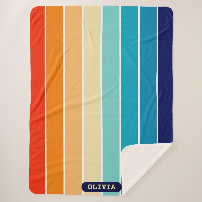 Manta Sherpa 70s Rainbow Stripes (Anverso)