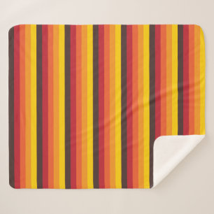 Manta Sherpa 70s retro fresco raya rojo del amarillo anaranjado