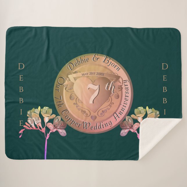 Manta Sherpa 7.º Boda Aniversario Copper Fresia (Anverso (horizontal))