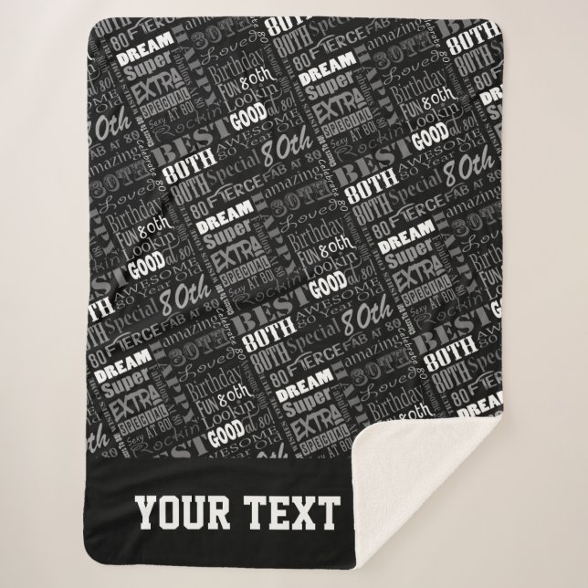Manta Sherpa 80.º Monograma Personalizado Especial de la Fiesta (Anverso)