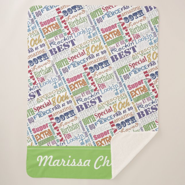 Manta Sherpa 80.º Monograma Personalizado Especial de la Fiesta (Anverso)