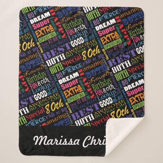 Manta Sherpa 80.º Monograma Personalizado Especial de la Fiesta (Anverso)