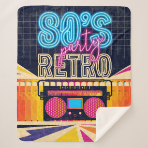 Manta Sherpa 80, fiesta de música retro. Poster de estilo antig