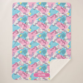 Manta Sherpa 80's Memphis Active Pink Light Blue