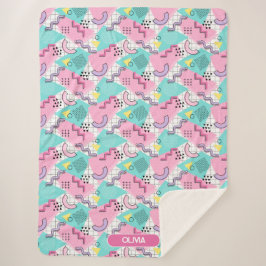 Manta Sherpa 80's Memphis Active Pink Light Turquoise