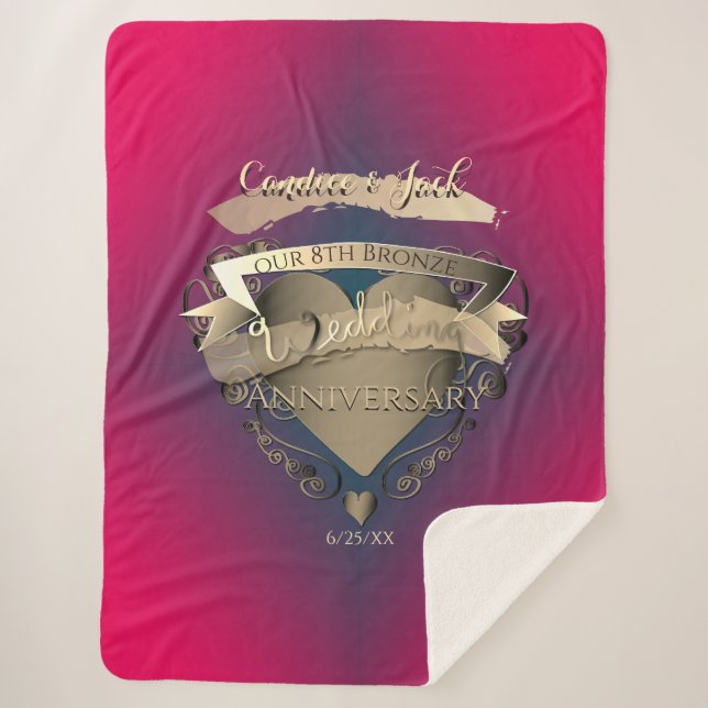 Manta Sherpa 8.º Boda Aniversario Bronce + Turmalina (Anverso)