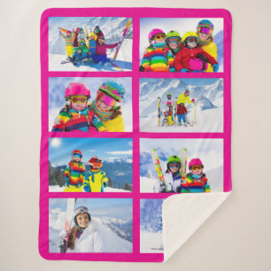 Manta Sherpa 8 Collage de fotos paisajístico Rosa caliente