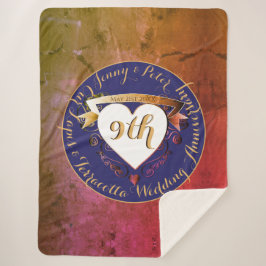 Manta Sherpa 9.º Aniversario del Boda Terracotta Lapis Lazuli