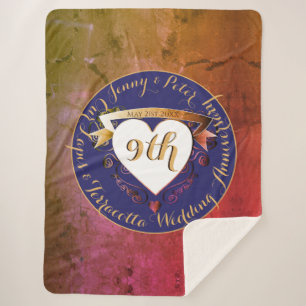 Manta Sherpa 9.º Aniversario del Boda Terracotta Lapis Lazuli