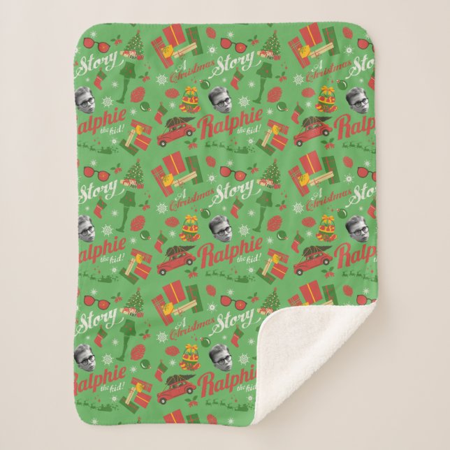 Manta Sherpa A Christmas Story Green Icon Pattern (Anverso)