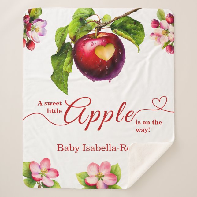 Manta Sherpa A Little Apple Is On The Way | Fall Baby Shower  (Anverso)
