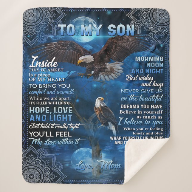 Manta Sherpa A Mi Hijo Regalo De Cumpleaños, Regalo A Mi Niño (Anverso)