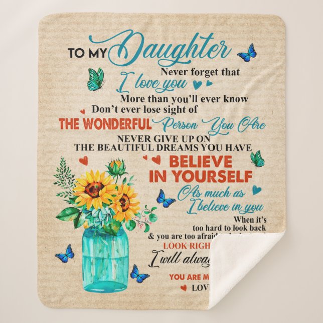 Manta Sherpa A mi regalo de hija, a Butterfly Lover, a Sunflowe (Anverso)