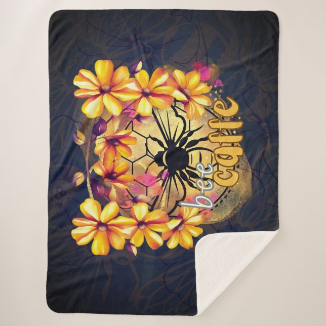 Manta Sherpa Abeja, café (Anverso)