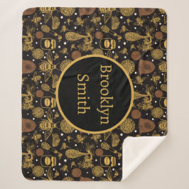 Manta Sherpa Abeja de miel virgen personalizada negra