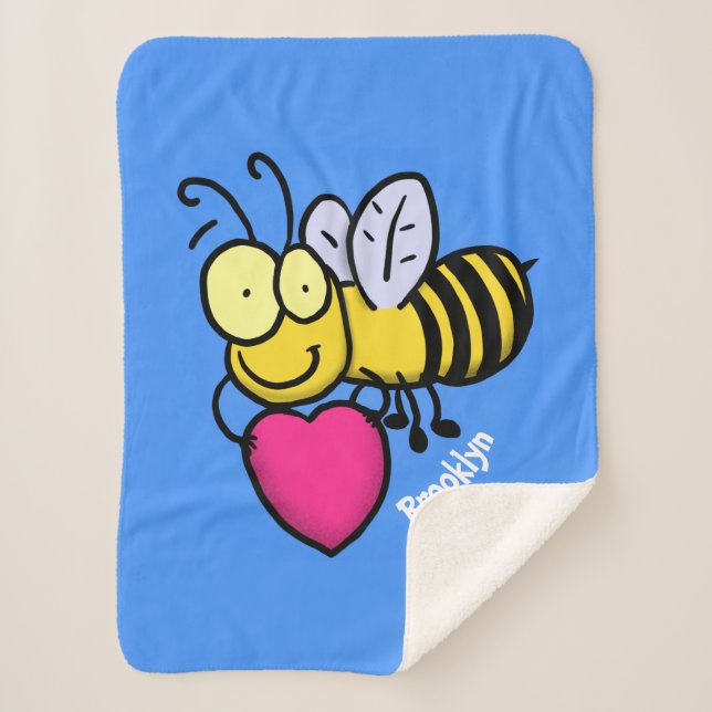 Manta Sherpa Abeja graciosa y linda con ilustracion personaliza (Anverso)