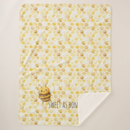 Manta Sherpa Abeja Melífera Cute Dulce Panal Amarillo Dorado