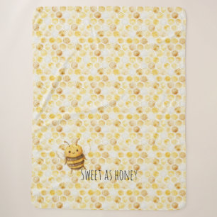Manta Sherpa Abeja Melífera Cute Dulce Panal Amarillo Dorado