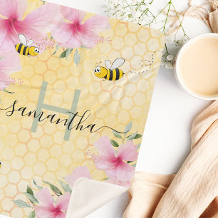 Manta Sherpa Abejas de burbujas floros rosas monograma de panad