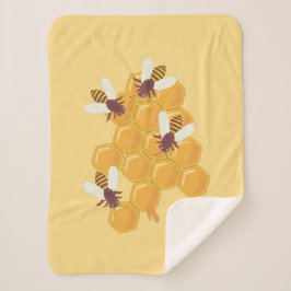 Manta Sherpa Abejas de miel y diseño de mimbre