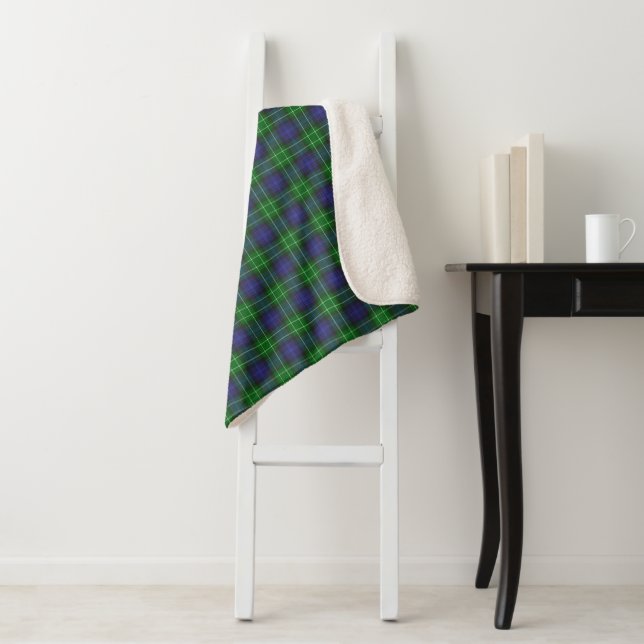 Manta Sherpa Abercrombie Blue Green Tartán Plaid Scottish (In situ)