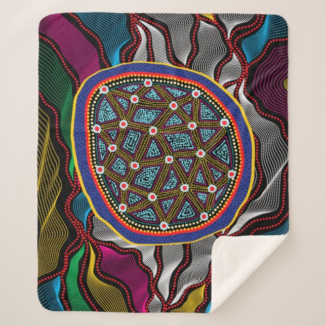 Manta Sherpa Aborígenes Design-15 Sherpa Blanket (Anverso)