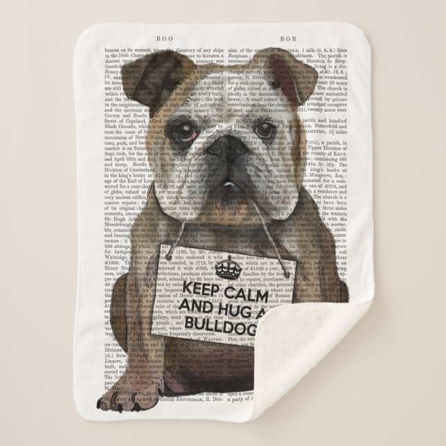 Manta Sherpa Abrazarse de Bulldog (Anverso)
