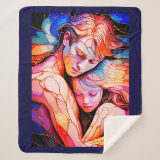 Manta Sherpa Abrazo etéreo de Guardianes - Vidrio manchado de f