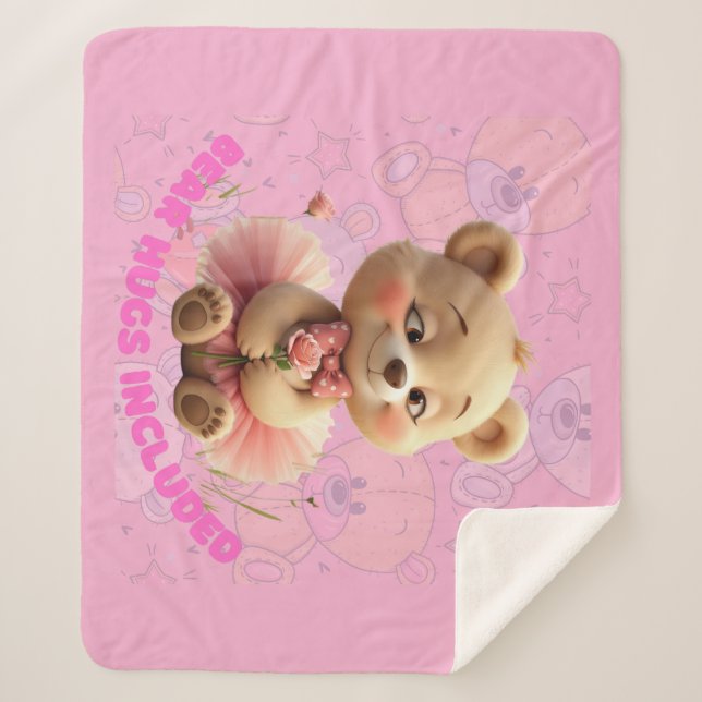 Manta Sherpa Abrazos De Oso Incluidos - Oso De Tutu Dulce (Anverso)
