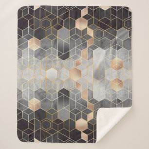 Manta Sherpa Absorción geométrica de hexagones en negro y w
