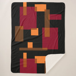 Manta Sherpa Abstracción geométrica Naranja rojo marrón negro