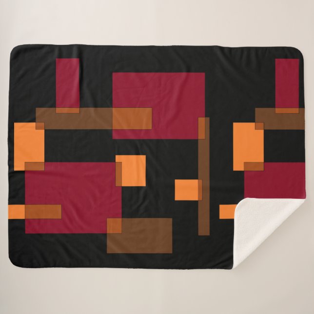 Manta Sherpa Abstracción geométrica Naranja rojo marrón negro (Anverso (horizontal))