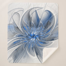 Abstracto Flor de arte fractal de color gris azul