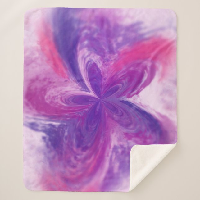 Manta Sherpa Abstracto Pintado Fantasía Flor acuarela (Anverso)