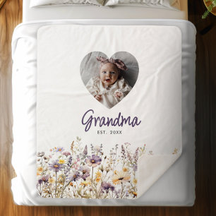 Manta Sherpa Abuela Morado Acuarela Flores Silvestres y Regalo 