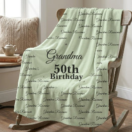 Manta Sherpa Abuela personalizada cumpleaños 50 nombre personal