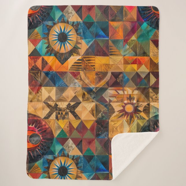 Manta Sherpa Acogedor Aqua "Artista Heredada" Plush Sherpa Blan (Anverso)