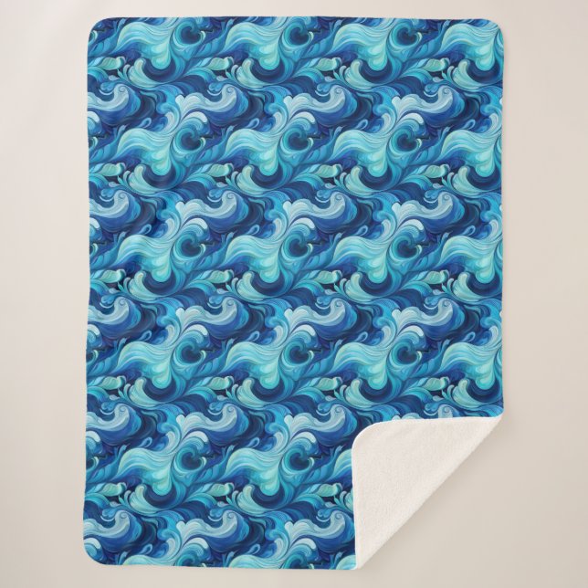 Manta Sherpa Acogedor En Un Elegante Azul Asiático (Anverso)