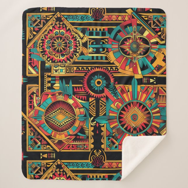 Manta Sherpa Acogedor "sueño azteca" Verde azulado (Anverso)